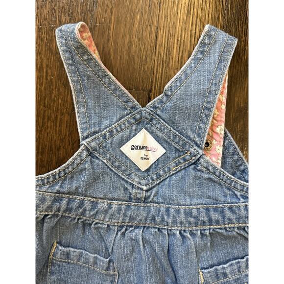 Vintage Oshkosh Denim overall Dress with Ditsy Pink Floral Genuine Baby 90s - Picture 8 of 8